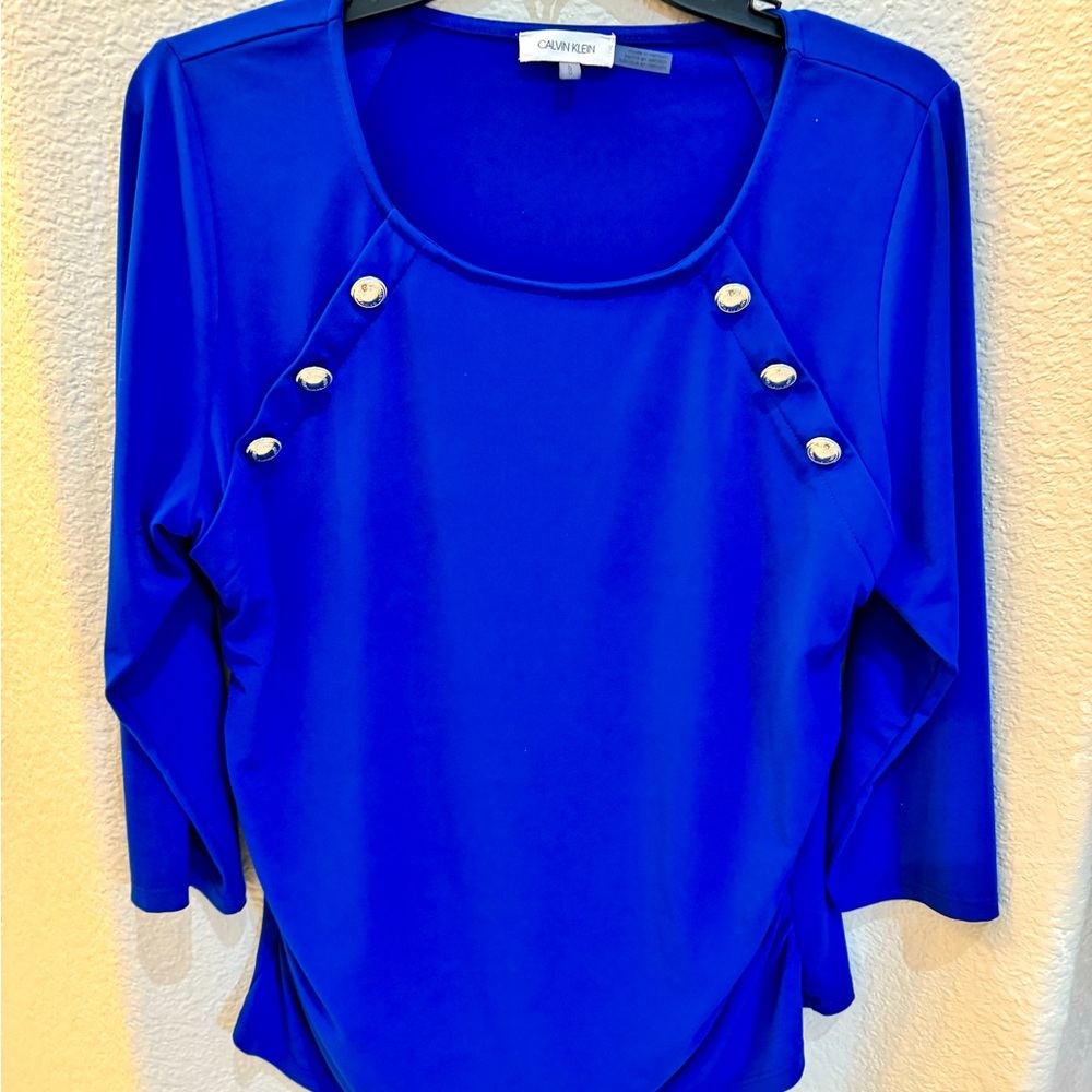 Blue Calvin Klein 3/4 Sleeve Top